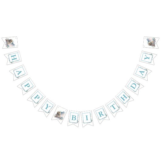 冬のビーズウォーターカラーシール – 誕生日 バンティングフラッグ (全)