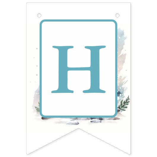 冬のビーズウォーターカラーシール – 誕生日 バンティングフラッグ (第2の旗)