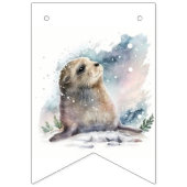 冬のビーズウォーターカラーシール – 誕生日 バンティングフラッグ (第1の旗)