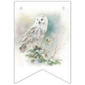 冬のビーズウォーターカラーフクロウ – 誕生日 バンティングフラッグ (第1の旗)