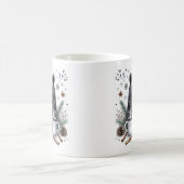 冬のビーズウォーターカラーブラックベア – コーヒーマグカップ (中央)