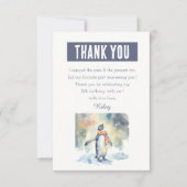 冬のビーズウォーターカラーペンギン – 誕生日 サンキューカード (正面)