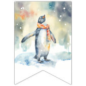 冬のビーズウォーターカラーペンギン – 誕生日 バンティングフラッグ (第1の旗)