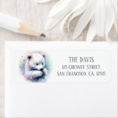 冬のビーズウォーターカラーポーラベア差出人住所 ラベル (インサイチュ)