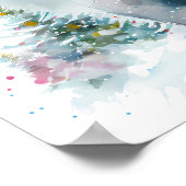 冬のビーズウォーターカラーポーラベア – 子供 ポスター (角)