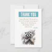 冬のビーズウォーターカラーラクーン – 誕生日 サンキューカード (正面)