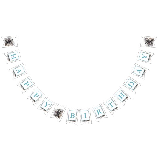 冬のビーズウォーターカラーラクーン – 誕生日 バンティングフラッグ (全)