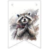 冬のビーズウォーターカラーラクーン – 誕生日 バンティングフラッグ (第1の旗)