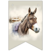 冬のビーズウォーターカラーロバ – 誕生日 バンティングフラッグ (第1の旗)