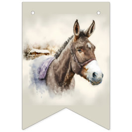 冬のビーズウォーターカラーロバ – 誕生日 バンティングフラッグ