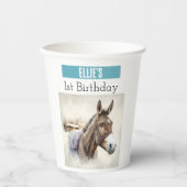 冬のビーズドンキー – 1歳の誕生日 –  紙コップ (正面)