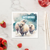 冬のビーズヒツジ – 誕生日パーティー – スタンダードカクテルナプキン (インサイチュ)