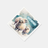 冬のビーズヒツジ – 誕生日パーティー – スタンダードカクテルナプキン (角)