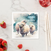 冬のビーズヒツジ – 誕生日パーティー – スタンダードカクテルナプキン (インサイチュ)