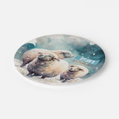 冬のビーズヒツジ – 誕生日パーティー – ペーパープレート (アングル)