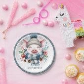 冬のビーズピグスカーフと帽子 – 誕生日 ペーパープレート (パーティー)