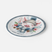 冬のビーズピグスカーフと帽子 – 誕生日 ペーパープレート (アングル)