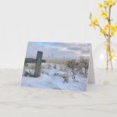 冬のビーチの風景空白のグリーティングカード カード (黄色い花)