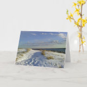 冬のビーチ挨拶状 カード (黄色い花)