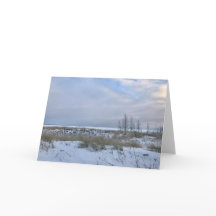 冬のビーチ風景の写真空白のグリーティングカード