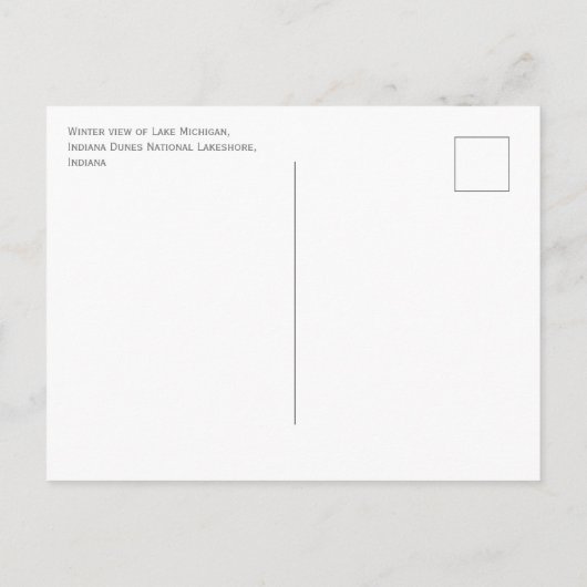 冬のビーチ,湖,インディアナ砂丘Ntl.Lakeshore ポストカード (裏面)