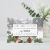 冬のピネコンと雪結婚片のカード 招待状 (スタンド正面)