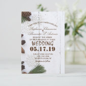 冬のピネコンと雪結婚片のカード 招待状 (スタンド正面)