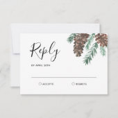 冬のピネコーン|結婚式の出欠返信 出欠カード (正面)