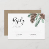 冬のピネコーン|結婚式の出欠返信 出欠カード (正面/裏面)