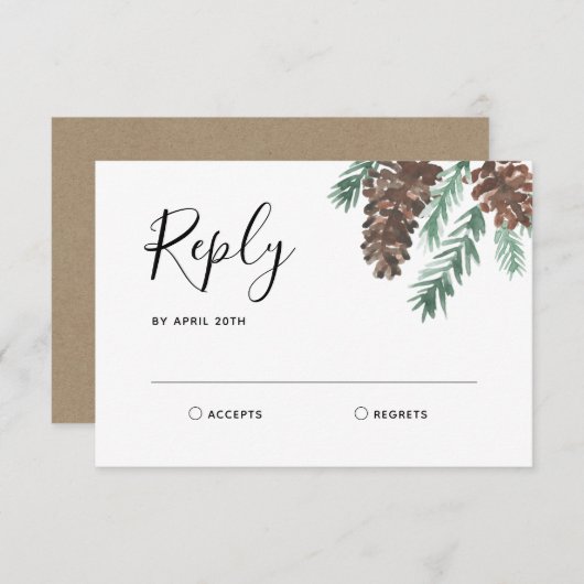 冬のピネコーン|結婚式の出欠返信 出欠カード (正面/裏面)