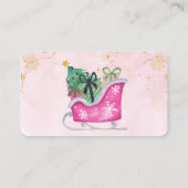 冬のピンクそり赤ちゃんシャワーおむつラッフルカード エンクロージャーカード (裏面)