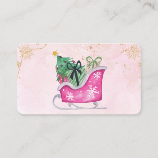 冬のピンクそり赤ちゃんシャワーおむつラッフルカード エンクロージャーカード (裏面)