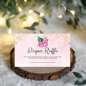 冬のピンクそり赤ちゃんシャワーおむつラッフルカード エンクロージャーカード