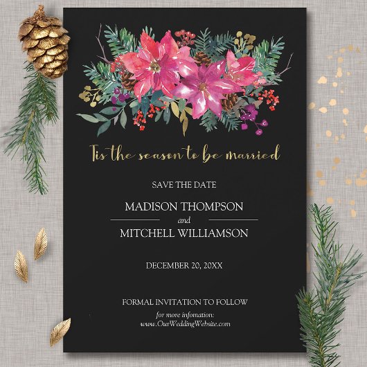 冬のピンクのクリスマスに結婚しよう セーブザデート