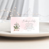 冬のピンクのクリスマスツリーの本ベビーチケット エンクロージャーカード