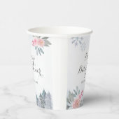 冬のピンクのフローラ松の木ベビーシャワー 紙コップ (右)