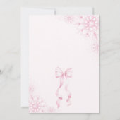 冬のピンクのボウベイビーシャワーの招待状 招待状 (裏面)