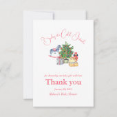 冬のピンクの女の子の赤ちゃんシャワー外は寒い サンキューカード (正面)