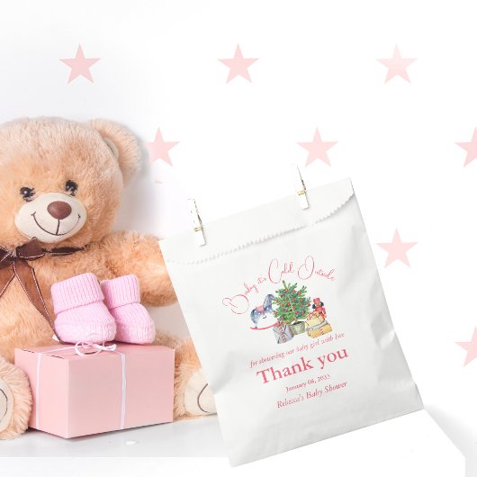 冬のピンクの女の子の赤ちゃんシャワー外は寒い フェイバーバッグ