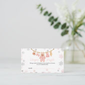 冬のピンクの女の赤ちゃんお披露目会の雪のおむつ抽選会 エンクロージャーカード (スタンド正面)