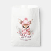 冬のピンクの帽子のスカーフの鹿の女の子のパーティー フェイバーバッグ (正面)