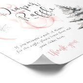 冬のピンクの弓おむつラッフルテーブルサイン ポスター (角)