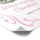 冬のピンクの弓のベイビーシャワー キャンディーの数を当ててみて ポスター (角)