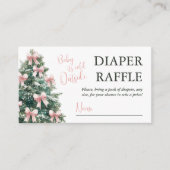 冬のピンクの弓の女の子のベイビーシャワー エンクロージャーカード (正面)