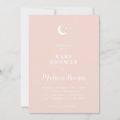 冬のピンクの月と星 招待状 (正面)