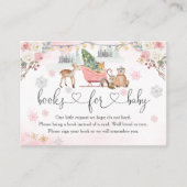 冬のピンクの森の動物の女の子の本ベビー エンクロージャーカード (正面)