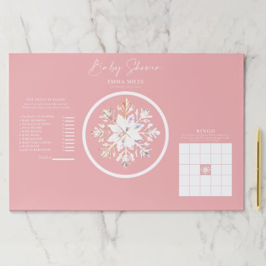 冬のピンクの水の色ベビーシャワーゲーム ペーパーパッド (インサイチュ)