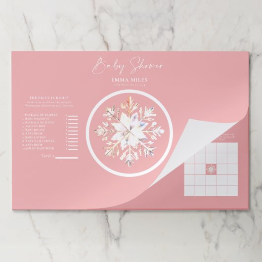 冬のピンクの水の色ベビーシャワーゲーム ペーパーパッド (折り畳み)