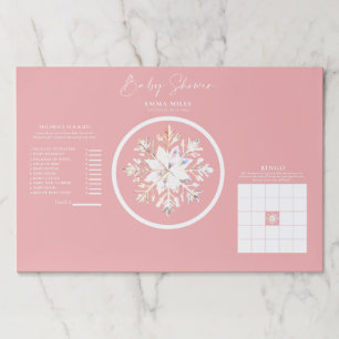 冬のピンクの水の色ベビーシャワーゲーム ペーパーパッド