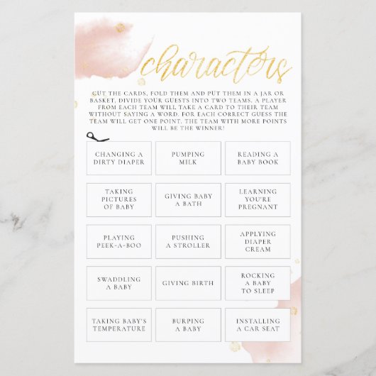 冬のピンクの水色ベビーシャワーゲームキャラクター (正面)